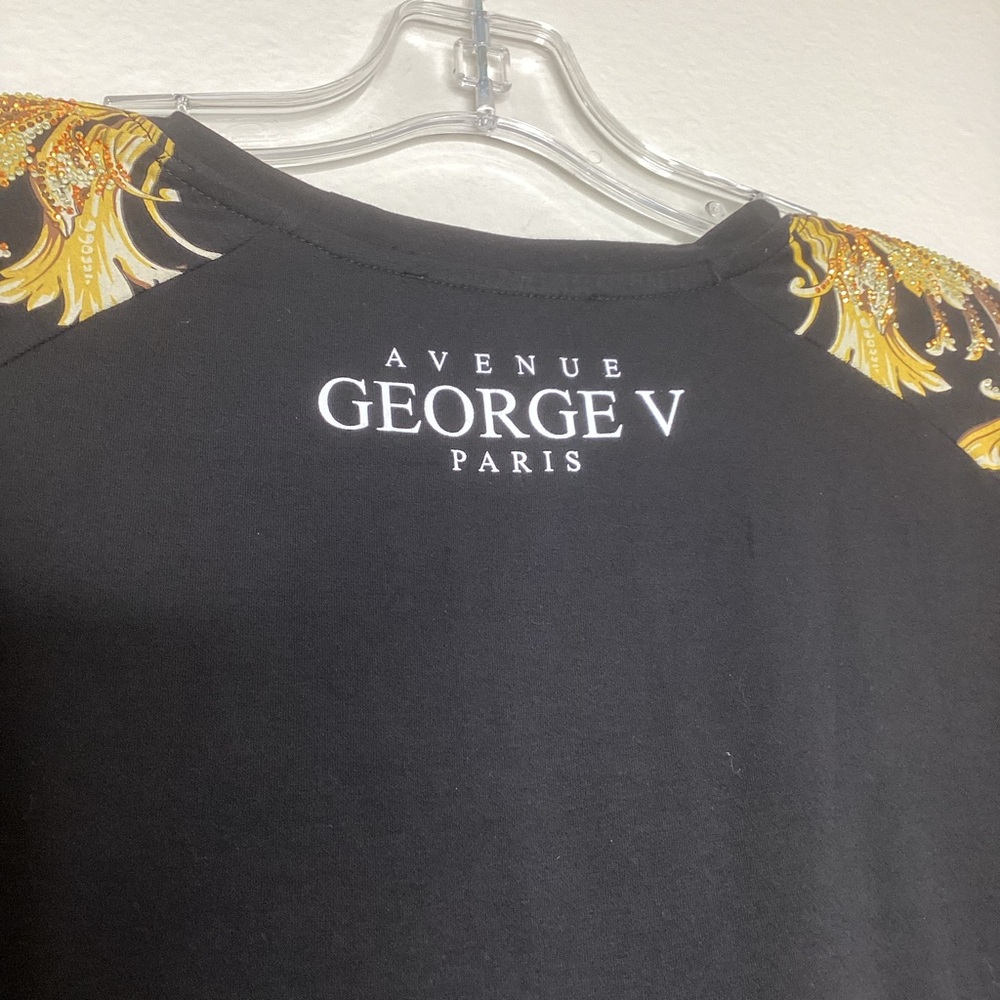 Avenue George V Paris Rhinestone Tee Black 3XL - Picture 6 of 11